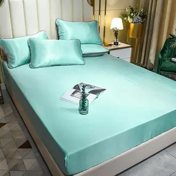 3pcs/set vasaros lova kilimėlis Ledo šilko Lova Lapas Kietas užvalkalai +įmontuoti lapo reguliuojamas elastingas čiužinys padengti skalbti