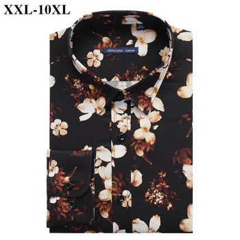 4-spalvos vyriški Atspausdinta Marškinėliai 2019 Naujas Medvilnės Atsitiktinis Havajų ilgomis Rankovėmis Laisvi Marškinėliai Vyras Prekės Plus Size 7XL 8XL 9XL 10XL