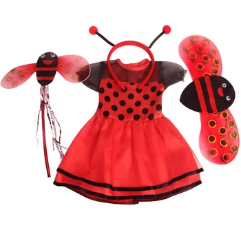 43 cm, kūdikių lėlės, Drabužiai naujagimiams Helovinas raudona bičių set + stebuklinga lazdelė + sparnai žaislai tinkami Amerikos lėlės 18 colių Mergaičių lėlės f812