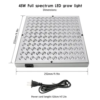 45W 25W LED Grow Light Visą Spektrą Skydelyje Raudonas Mėlynas Baltas IR UV Augimo Lempos Kambarinių Augalų, Gėlių Sėklos Šiltnamio efektą sukeliančių Hydroponic