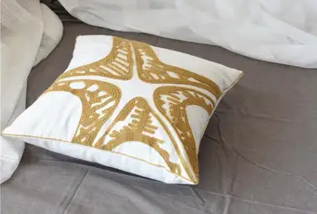 45x45cm Viduržemio jūros siuvinėta pagalvėlė padengti žvaigždė/sea horse medvilnės drobės pagalvę padengti mesti užvalkalas namų dekoro