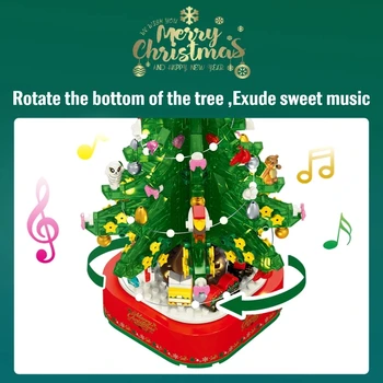 486 VIENETŲ Linksmų Kalėdų Eglutė Music Box Blokai Apšvietimo Medžio Merginos Kalėdų Dovana Sukasi 