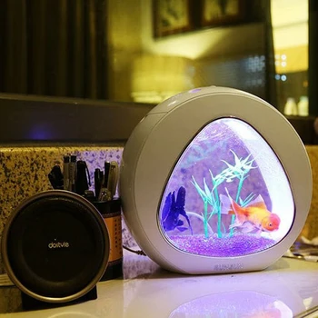 4L Žuvų Bakas Integracijos Filtras LED Šviesos Sistema Kūrybos Mini Nano Bakas Office 