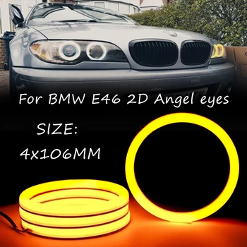 4Pcs 106mm Medvilnė LED Angel Eyes Šiltai Balta Halo Žiedas, Skirtas BMW E46 2Door Kupė Kabrioletas Kabrioletas 320 325 330 2004 2005 2006