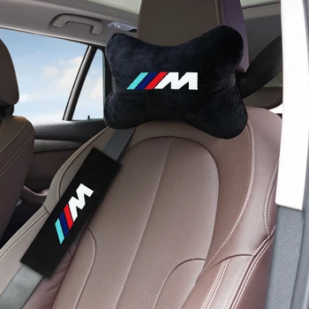 4pcs Automobilių Minkštos Pagalvėlės Pagalvėlės Kaklo Pagalvės užvalkalą ir Automobilio saugos Diržus padengti BMW M BMW M POWER M3 M5 Auto Interjero Priedai