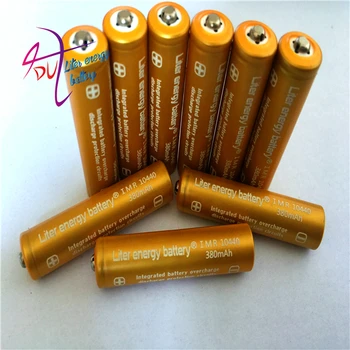 4pcs Litro energijos baterija 3.7 V 380mAh Didelės Talpos 10440 Li-ion daugkartinio Įkrovimo Baterijos AAA Baterijos LED Žibintai priekinių Žibintų