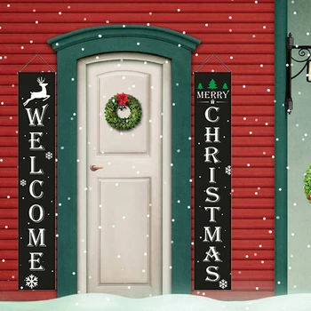 4pcs/set Linksmų Kalėdų Reklama Kabo Audinio Užuolaidos Traukti Vėliavos Kalėdų Namų Kabinti Lauko Papuošimai Veranda Ženklas