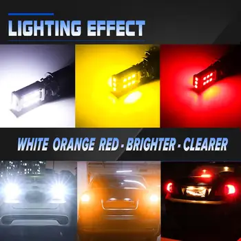 4pcs T15 W16W LED 15SMD 2835 Kaitrinės Lemputės 5W Posūkio Signalas Liekamosios Parkavimo Atbuline Lempa Indikatorius šviečia Raudona Balta Geltona