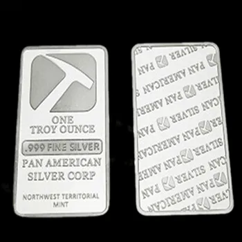 5 vnt nemagnetiniai Visos Amerikos corp ženklelis 1 OZ plaktukas luito sidabro padengtą 50 x 28 mm suvenyrų monetos apdailos monetos baras