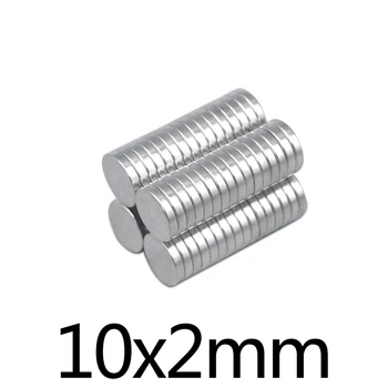 50/100/200PCS Turas Galingas Magnetas Šaldytuvas Urmu Lapas Neodimio Disko Magnetas 10x2mm Nuolatinis Stiprus NdFeB Magnetai 10*2 mm