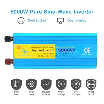 5000W Pure sine wave Power inverte Skaitmeninis ekranas DC 12V/24V AC 220V 50HZ/60HZ KEMPINGAS VALTIS SINEWAVE Konverteris Tiekimo Saulės
