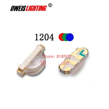 50PCS 1204 SMD LED RGB raudona+žalia+mėlyna 3210 full Led 1206 Bendro katodo / bendro anodo 1615 1.8-2.0 v 20 ma 3.2*1.0 mm