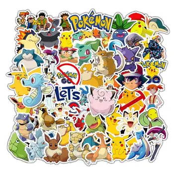50pcs/Pak Anime Pokemon Lipdukai Animacinių filmų Kawaii Pikachu Stikers Riedlentė Gitara Nešiojamas Dviratis Automobilis Vaikas Vandeniui stikers Žaislas
