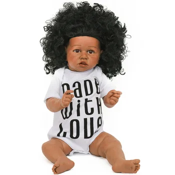 55cm Reborn Baby Lėlės Su Garbanotas plaukų Realus gyvas Bamblys Kūdikių LĖLĖS visą Silikono lėlės kūno Kreivas burną