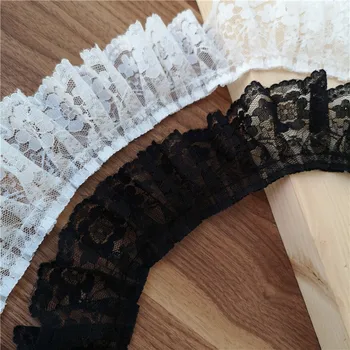 5yard aukštos kokybės juoda ir balta Lolita plisuotos nėrinių vintage stiliaus sijonas rankovėmis lėlės sijonas nėrinių priedai