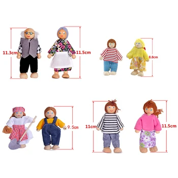6PCS Mediniai Baldai Lėlės Namas Šeimai Asmens Duomenys Miniatiūrų Rinkinys Lėlės, Žaislai Apsimesti, Vaidinti Lėlių namelis Vaikams Vaikui Žaisti Žaislas