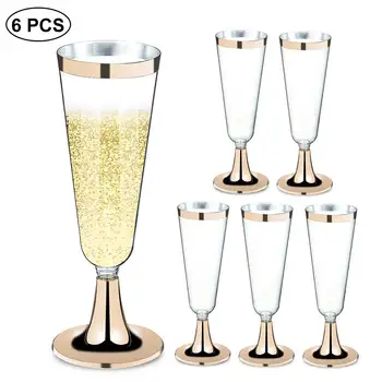 6pcs Vienkartiniai Plastikiniai Raudono Vyno Stiklo Šampanas Fleitos Akinius Kokteilių Vakarėlį, Vestuves Išgerti Puodelį Kalėdų Vakarų Virtuvė Taurė