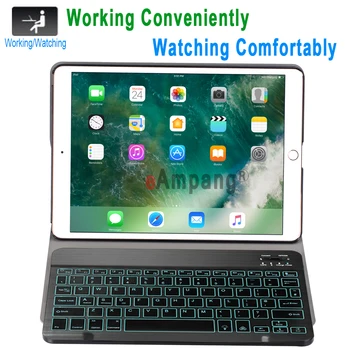 7 Spalvų Backlit Keyboard Case for iPad Pro 10.5 Oro 10.5 2019 Atveju A1701 A2123 Plonas Odos Padengti Funda su Bluetooth Klaviatūra