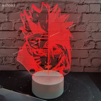 7 Spalvų Keitimas Led 3D Uchiha Sasuke Modeliavimo Stalo Lempa Anime Namų Dekoro Šviesos Rungtynių, Vaikams, Dovanų Miego Naruto Naktį Šviesos