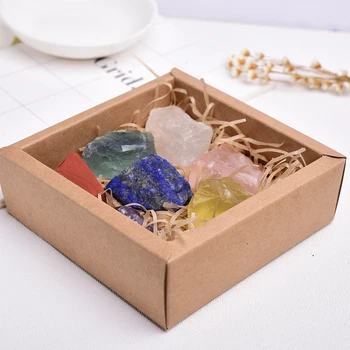 7 spalvų Rinkinys kristalas didelių grūdų, žaliavų, akmens septynios Čakros Jogos Chakra Nereguliarus Reiki Healing Akmens Kristalai