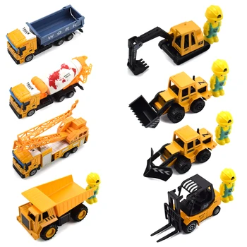 8 Rūšių Legiruotojo Diecast Inžinerijos Automobilio Žaislai Vaikams Traukti Atgal Inercinės Transporto priemonių Ekskavatorius Kranas Metalo Plastiko Modelis Žaislą Dovanų