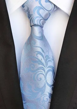 8CM Naujų Dizainerių Vyrų Austos Kaklajuostės Prabanga Paisley Necktie Vyrų Mados Dangus Mėlynas Cravates