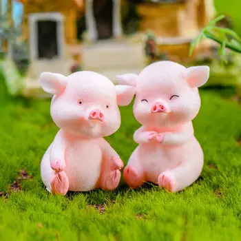 8Pcs/Set Modeliavimo Mielas Piggy Pasisekė Rožinės Kiaulės Sode Ornamentu Žaislas Bonsai Micro Kraštovaizdžio Dekoras