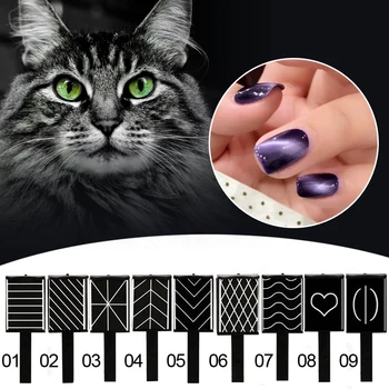 9 Vnt/set Cat Eye Magnetas Pen Nagų Dailės Įranga lenkijos Gelio Piešimo Vertikalūs 3D Magnetas Prilimpa Cat Eye Nagų Manikiūro Įrankis