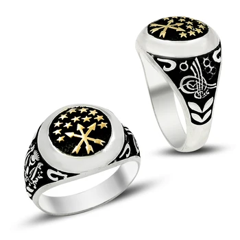 925 Sidabro Etninės Circasian Žiedai Vyrams Tradicinis Kaukazo Žiedą Žmogus