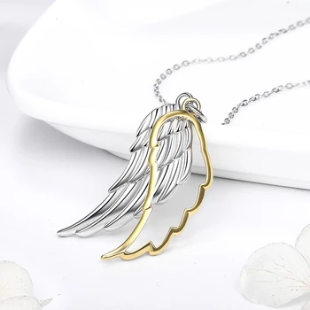 925 Sterling Silver Wing Angelas Karoliai Tuščiaviduriai 18k Aukso Spalvos Plunksnų Pakabukas Grandinės Moterų 2020 M Fine Jewelry Vestuvių Dovana