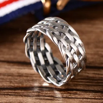 925 sterlingas sidabro papuošalai tuščiaviduriai retro pločio žiedas žmogaus audiniai sidabro žiedas
