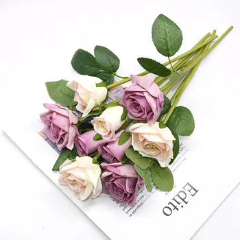9Pcs/Daug Dirbtinių Rožių Žiedai, Vestuvių Puokštė Royal Rose Šilko Gėlės, Namų Apdaila 