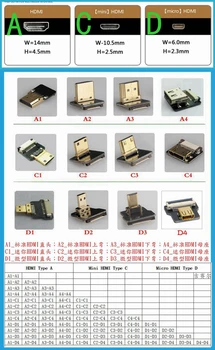 A1 FPV Micro HDMI Mini HDMI 90 laipsnių Adapteris, 5cm-100cm FPC Juostelės Plokščias HDMI Kabelis, Pikis 20pin Kištukas Jungtis