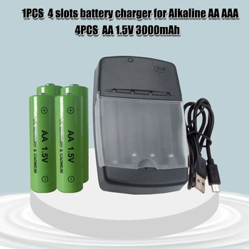AA 1,5 V Šarminės daugkartinio Įkrovimo baterija 3000mah +super greitai 4slot AA/AAA kroviklis gali įkrauti šarminių baterijų