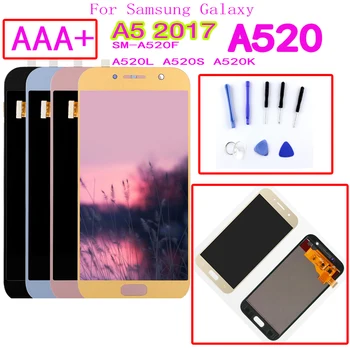 AAA+ Samsung Galaxy A5 2017 A520F SM-A520F A520 LCD Ekranas Jutiklinis Ekranas skaitmeninis keitiklis Stiklo Surinkimo atsarginės Dalys