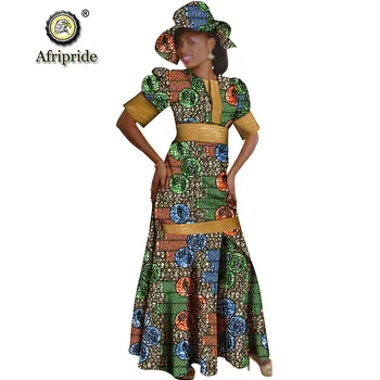 Afrikos Suknelės Moterims Ankara Dashiki Drabužiai Dėvėti Tradicinę Vaškas Mados Atitikimo Skrybėlę Spausdinti Komplektus AFRIPRIDE S2025001