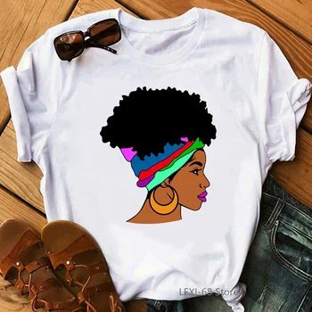 Afro amerikietis moteris spausdinimo juoda gyvena klausimas marškinėliai moterims merginos top moterų grafinis tees melanino karalienė tshirts gimtadienio dovana