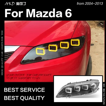 AKD Automobilių Stiliaus Žibintas už Mazda 6 Žibintai 2004-2012 Mazda6 Visi LED Žibintai LED DRL Dinaminių Signalų Angel Eye Priedai