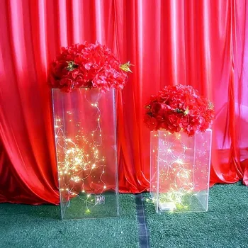 Akrilo Vestuvių Gėlių Stovėti Eilėje Crystal Clear Aikštėje Skiltyje Vestuvių Dekoravimas, Gėlių Rėmo Kelių Apdaila Skiltyje šalis