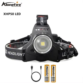 Alonefire HP36 xhp50 LED žibintai žvejybos priekinis žibintas 30000 liumenų Zoomable lempos Vandeniui Galvos Žibintuvėlis žibintuvėlis žibintas