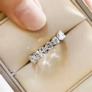 Amžinybės Širdies Supjaustyti Imituoti Deimantų cz žiedas 925 Sterlingas sidabro Dalyvavimas Vestuvių Juostoje Žiedai, moterų, vyrų Pažadas Papuošalai