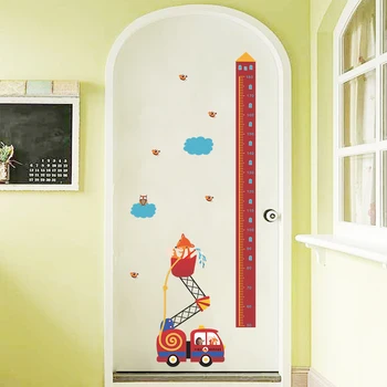 Animacinių filmų Gaisrinių kopėčių aukštis priemonė siena lipdukas, skirtas darželio vaikams, kambarių sienos lipdukai augimo diagramos Miegamojo Sienos freskos Meno