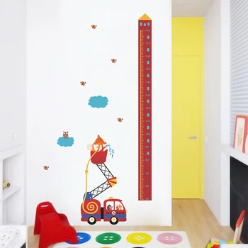 Animacinių filmų Gaisrinių kopėčių aukštis priemonė siena lipdukas, skirtas darželio vaikams, kambarių sienos lipdukai augimo diagramos Miegamojo Sienos freskos Meno