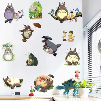 Animacinių filmų Hayao Miyazaki TOTORO Siena Lipdukas Kūdikių Namų Puošybai Anime Plakatai Sienos Lipdukas Meno Žaidimas Wall Knygą Vaikams vaikų Darželio