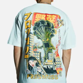 Animacinių filmų Spausdinti Japonų Charakterio Vyrai T-shirt Harajuku Hip-Hop Trumpas Rankovės Laisvi marškinėliai 2021 m. Vasarą Vyras Streetwear Atsitiktinis Viršūnės