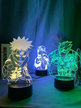 Anime Naruto Uzumaki Led Nakties Šviesos Komanda 7 Sasuke Kakashi Hatake Vaikų Miegamasis naktinė lempa Itachi Uchiha 3d Lempos Vaikas Kalėdų Dovana