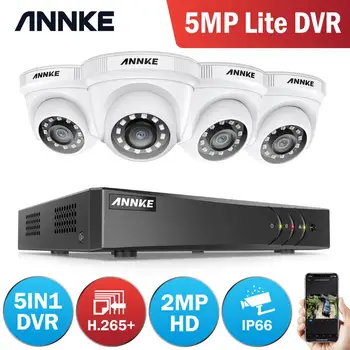 ANNKE 4CH 2MP HD Vaizdo Stebėjimo Sistemos H. 265+ 5in1 5MP DVR Lite 4PCS 1080P Dome (Lauko sąlygoms atsparios Apsaugos Kameros CCTV