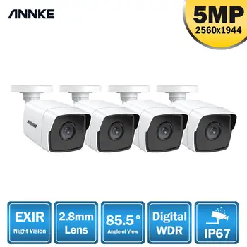 ANNKE 4PCS Ultra HD 5MP VAIZDO TVI Kamera Lauko Vandeniui Kulka Saugumo Stebėjimo Sistemos EXIR Naktinio Matymo Pašto Įspėjimą Rinkinys