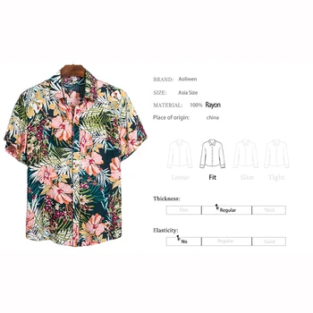 Aoliwen prekės Vyrų Kontrastas Spausdinimo Trumpas Rankovės Marškinėliai Vasaros Havajų Stiliaus Paplūdimio Trumpas Rankovės Marškinėliai vyriški Laisvalaikio Marškinėliai Viršų
