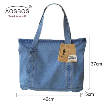 Aosbos Moterų Drobės Rankinės Dizaineris Ponios Denim Blue Pečių Krepšiai Nešti Aukštos Kokybės Didelio Pajėgumo (Rankinės